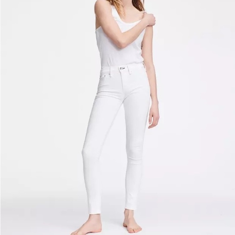 Rag & Bone Dre Slim Boyfriend White Jeans Mid Rise Stretch 28 Designer Summer